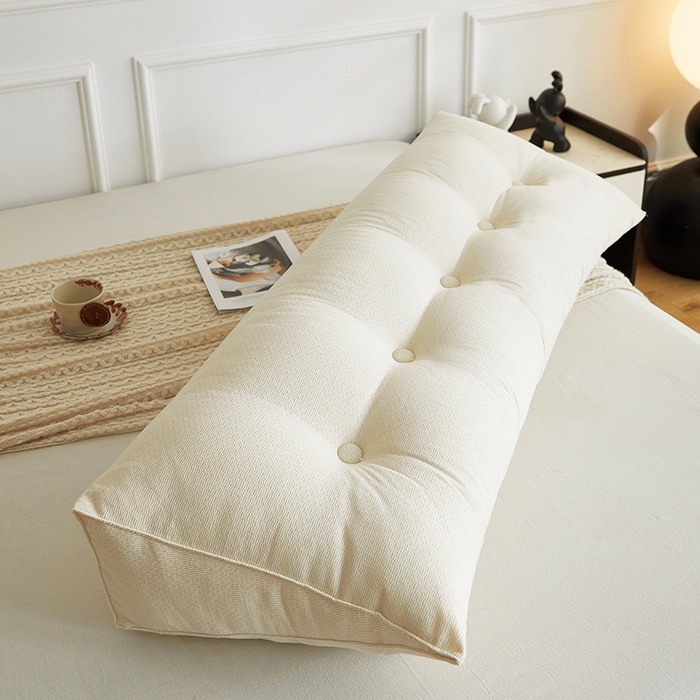 91家纺网 家纺一手货源 找家纺 艺菲阁家纺 2025新款竹节绒床头靠背 奶油白