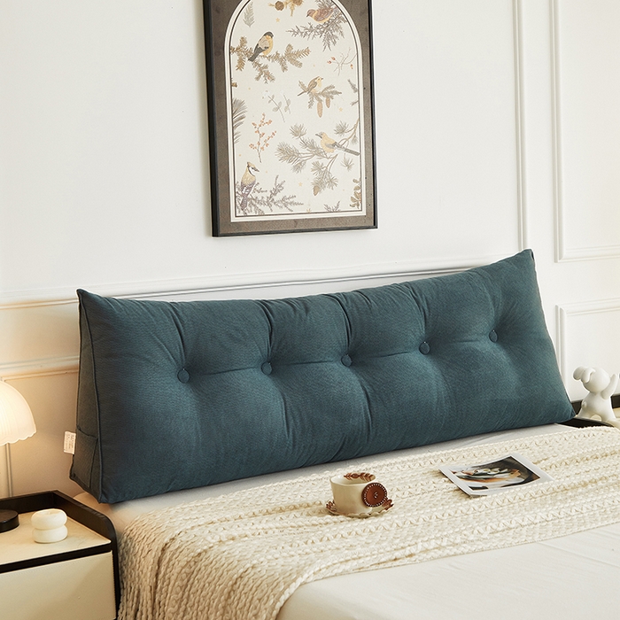 91家纺网 家纺一手货源 找家纺 艺菲阁家纺 2025新款竹节绒床头靠背 雾蓝