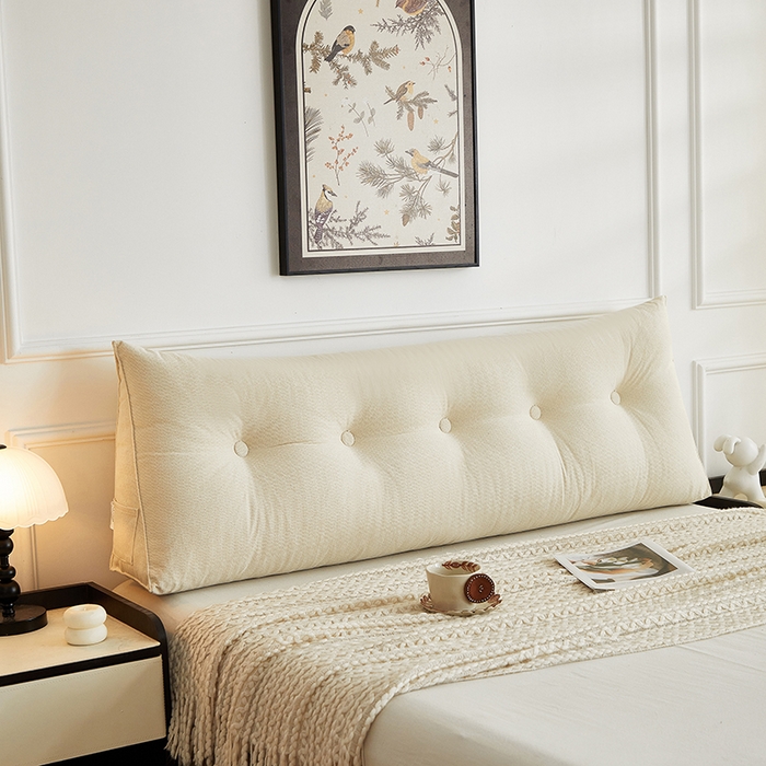 91家纺网 家纺一手货源 找家纺 艺菲阁家纺 2025新款竹节绒床头靠背 奶油白