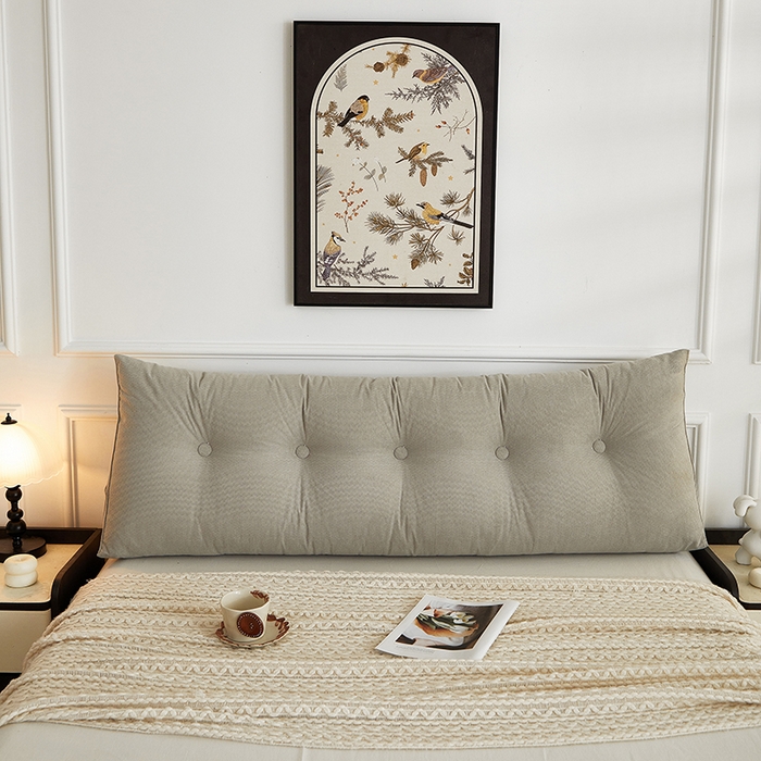 91家纺网 家纺一手货源 找家纺 艺菲阁家纺 2025新款竹节绒床头靠背 月影浅灰