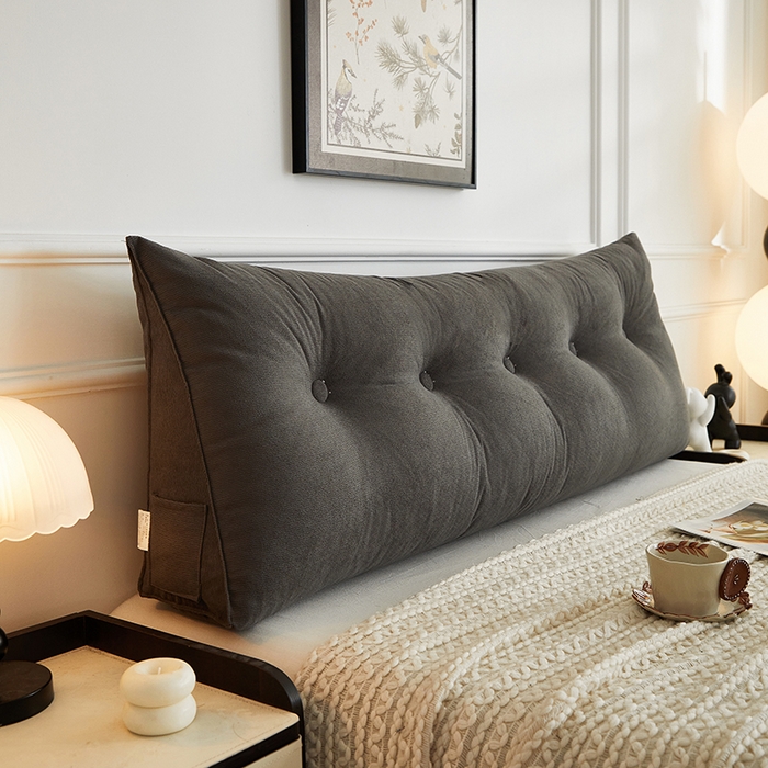 91家纺网 家纺一手货源 找家纺 艺菲阁家纺 2025新款竹节绒床头靠背 狼烟灰