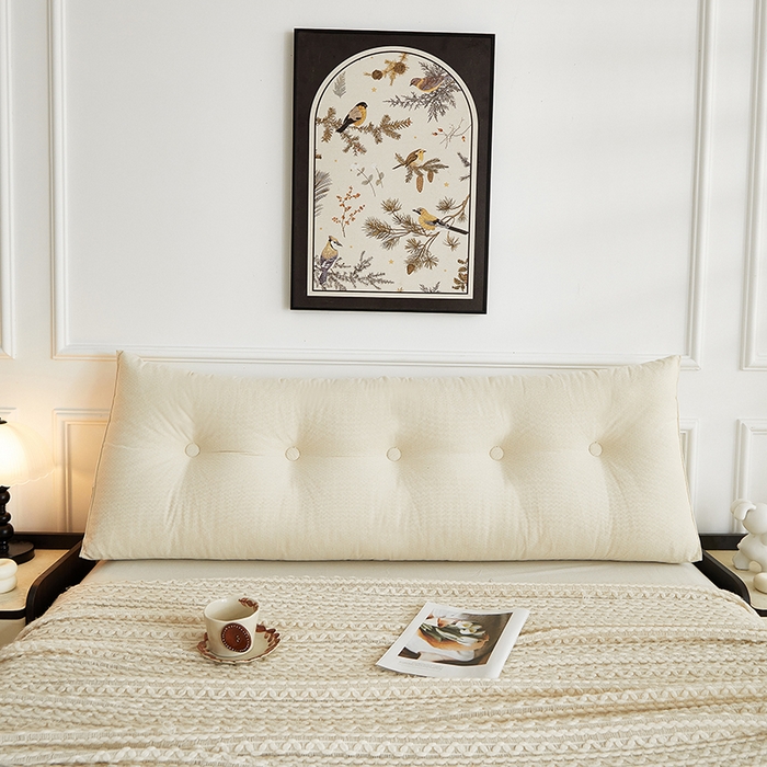 91家纺网 家纺一手货源 找家纺 艺菲阁家纺 2025新款竹节绒床头靠背 奶油白