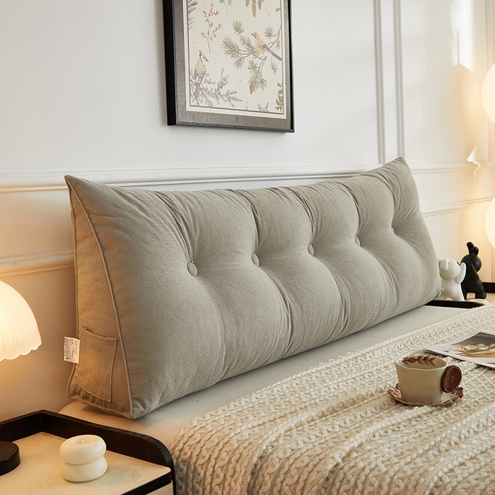 91家纺网 家纺一手货源 找家纺 艺菲阁家纺 2025新款竹节绒床头靠背 月影浅灰