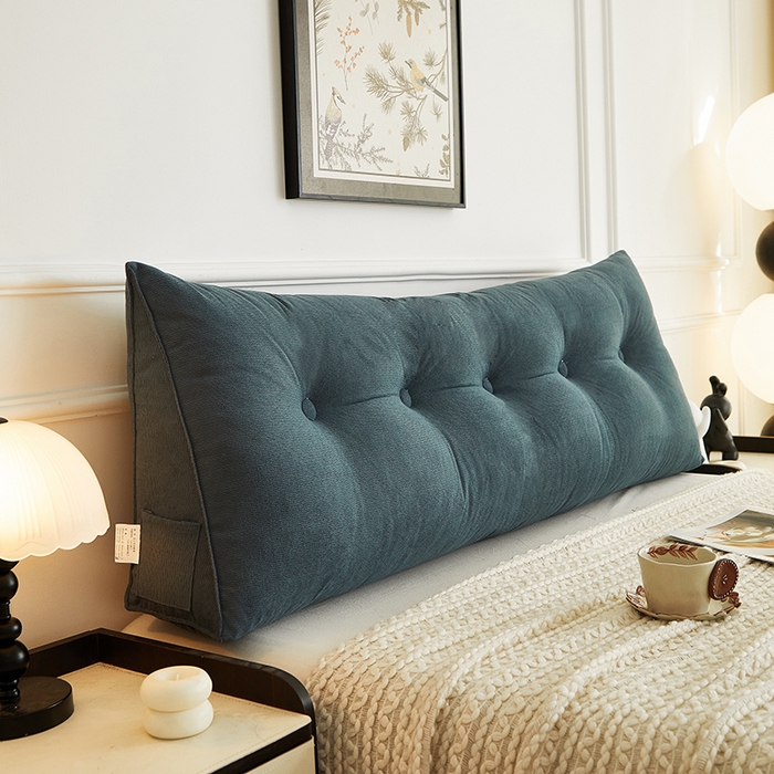 91家纺网 家纺一手货源 找家纺 艺菲阁家纺 2025新款竹节绒床头靠背 雾蓝