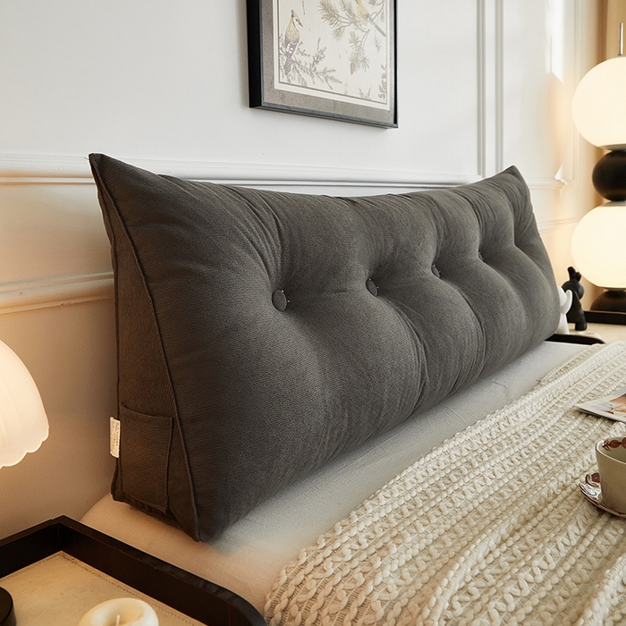 91家纺网 家纺一手货源 找家纺 艺菲阁家纺 2025新款竹节绒床头靠背 狼烟灰