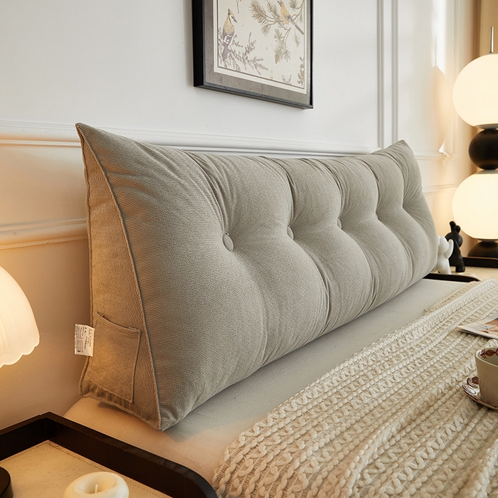 91家纺网 家纺一手货源 找家纺 艺菲阁家纺 2025新款竹节绒床头靠背 月影浅灰