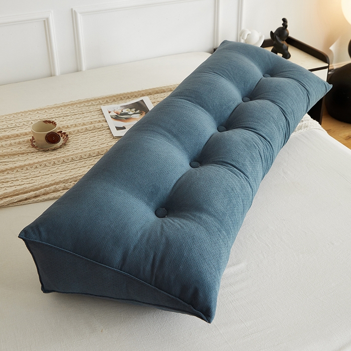 91家纺网 家纺一手货源 找家纺 艺菲阁家纺 2025新款竹节绒床头靠背 雾蓝