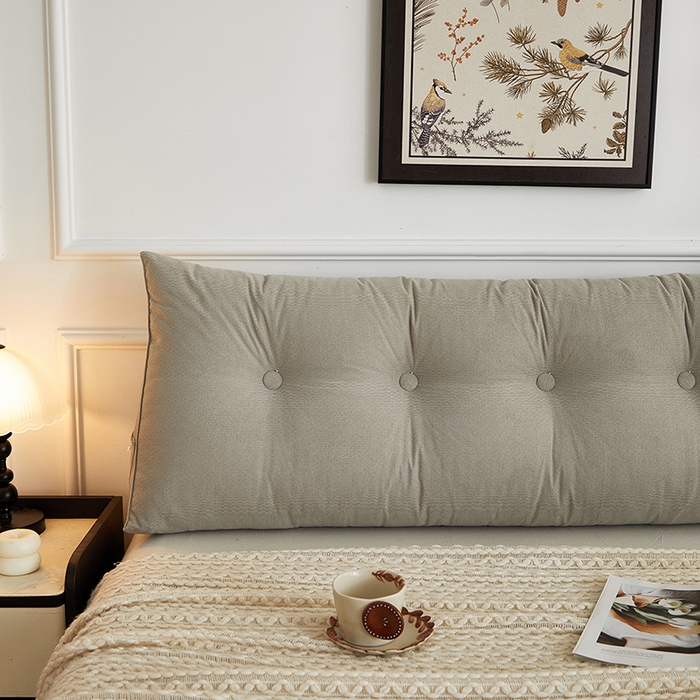 91家纺网 家纺一手货源 找家纺 艺菲阁家纺 2025新款竹节绒床头靠背 月影浅灰