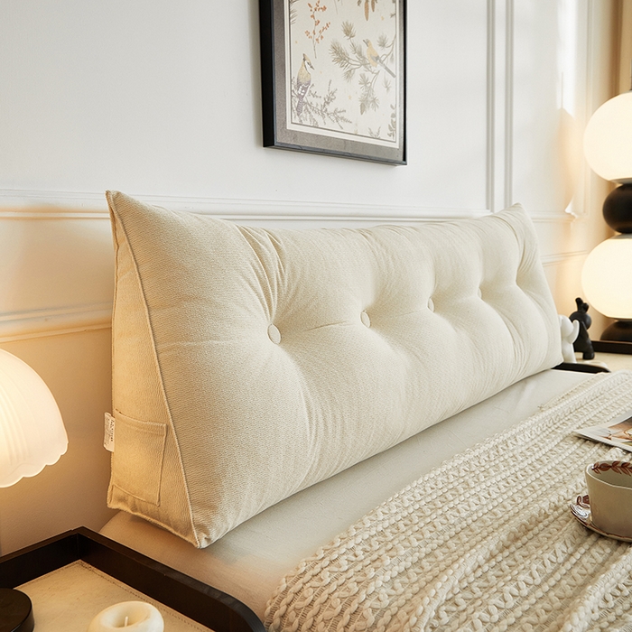 91家纺网 家纺一手货源 找家纺 艺菲阁家纺 2025新款竹节绒床头靠背 奶油白
