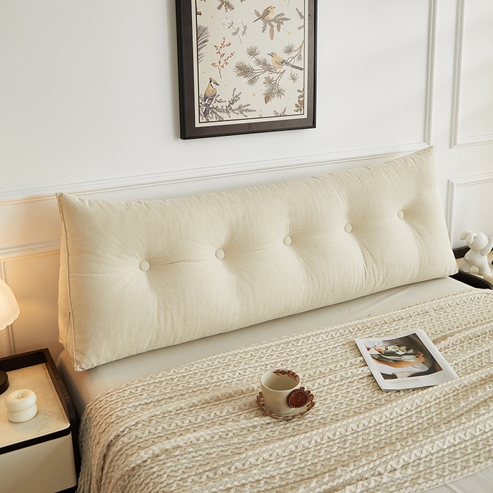 91家纺网 家纺一手货源 找家纺 艺菲阁家纺 2025新款竹节绒床头靠背 奶油白