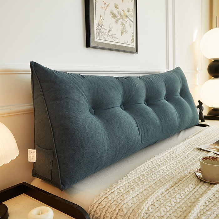 91家纺网 家纺一手货源 找家纺 艺菲阁家纺 2025新款竹节绒床头靠背 雾蓝