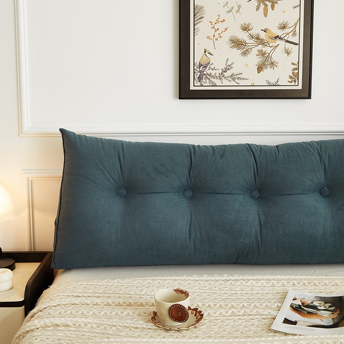 91家纺网 家纺一手货源 找家纺 艺菲阁家纺 2025新款竹节绒床头靠背 雾蓝