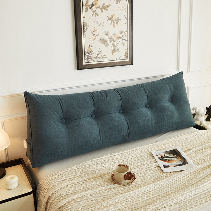 91家纺网 家纺一手货源 找家纺 艺菲阁家纺 2025新款竹节绒床头靠背 雾蓝