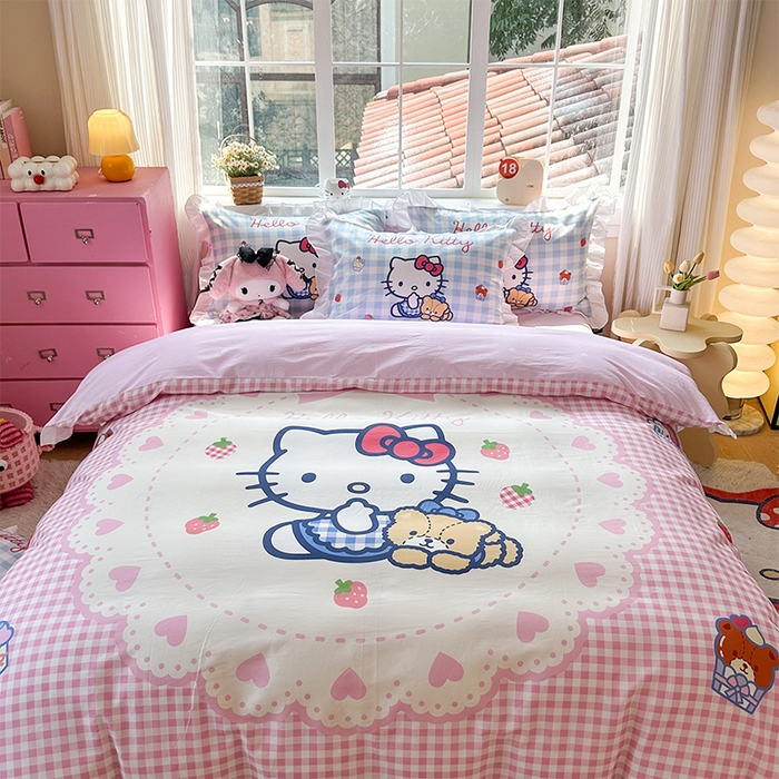 91家纺网 家纺一手货源 找家纺 （总）玉元坊 2025新款三丽鸥全棉纯棉大版花边款床品三四件套第四批 （长期有货 不断货）