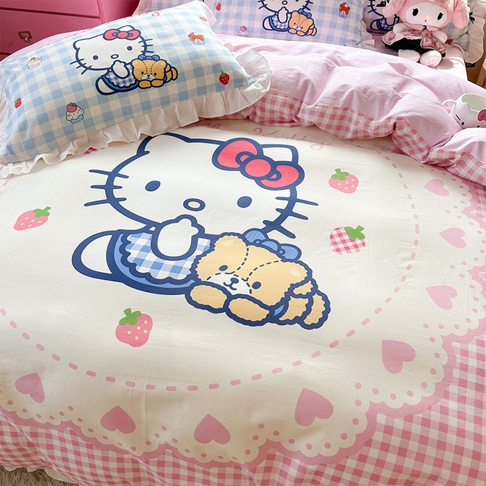 91家纺网 家纺一手货源 找家纺 （总）玉元坊 2025新款三丽鸥全棉纯棉大版花边款床品三四件套第四批 （长期有货 不断货）