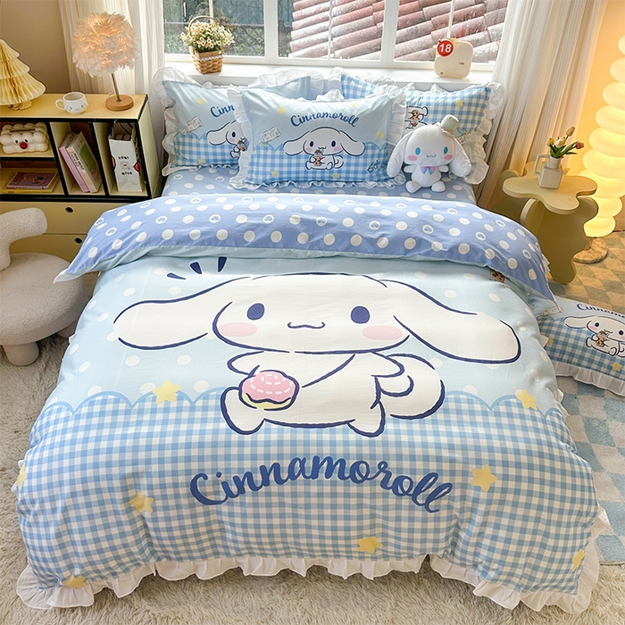 91家纺网 家纺一手货源 找家纺 （总）玉元坊 2025新款三丽鸥全棉纯棉大版花边款床品三四件套第四批 （长期有货 不断货）