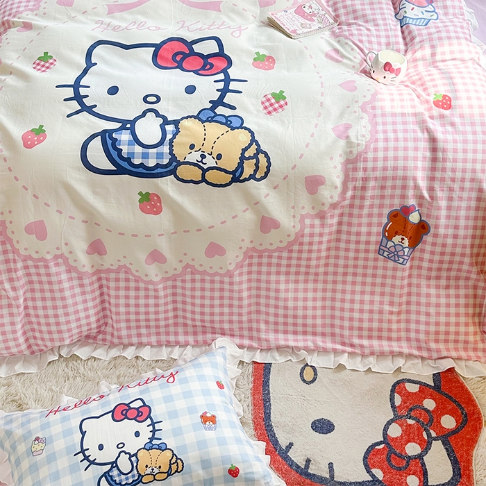 91家纺网 家纺一手货源 找家纺 （总）玉元坊 2025新款三丽鸥全棉纯棉大版花边款床品三四件套第四批 （长期有货 不断货）