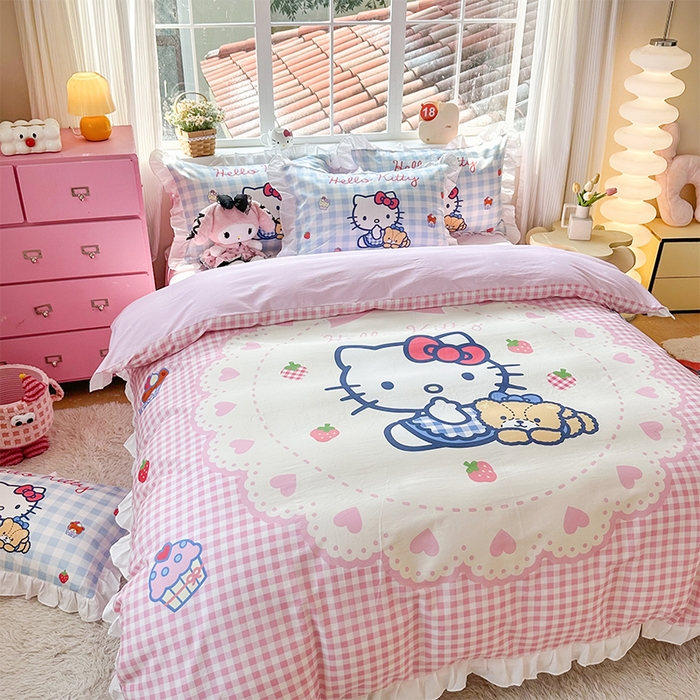 91家纺网 家纺一手货源 找家纺 （总）玉元坊 2025新款三丽鸥全棉纯棉大版花边款床品三四件套第四批 （长期有货 不断货）