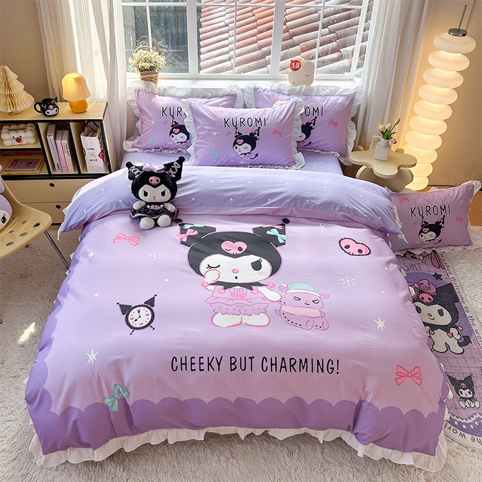 91家纺网 家纺一手货源 找家纺 （总）玉元坊 2025新款三丽鸥全棉纯棉大版花边款床品三四件套第四批 （长期有货 不断货）