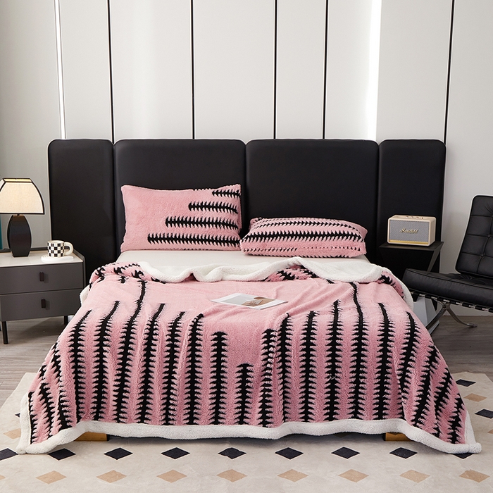 楼兰公主毛毯专供 2025新款杉影绒加厚保暖多功能毛毯盖毯绒毯 杉影毯-粉