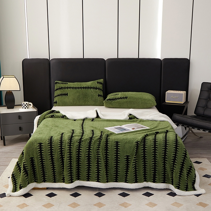 楼兰公主毛毯专供 2025新款杉影绒加厚保暖多功能毛毯盖毯绒毯 杉影毯-绿