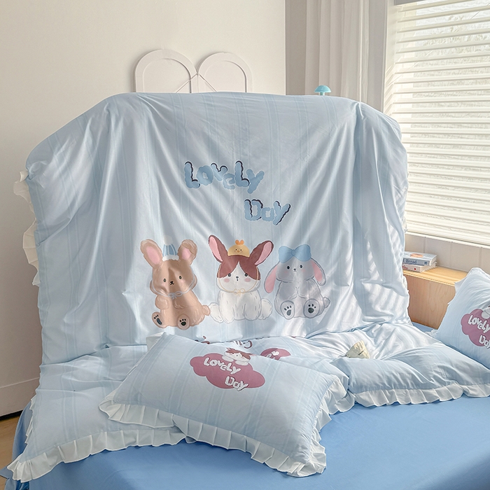 91家纺网 家纺一手货源 找家纺 玉元坊 2025新款三丽鸥全棉纯棉大版花边款床品三四件套第五批 （长期有货 不断货） 兔子伙伴