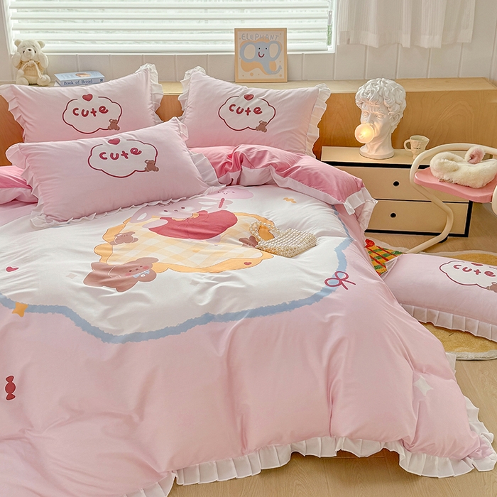 91家纺网 家纺一手货源 找家纺 玉元坊 2025新款三丽鸥全棉纯棉大版花边款床品三四件套第五批 （长期有货 不断货） 蛋糕公主