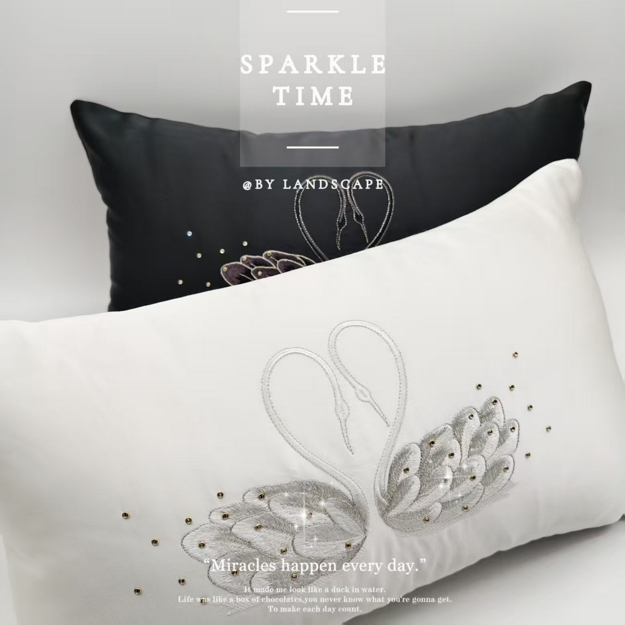 91家纺网 家纺一手货源 找家纺 （总）澜屿 新款天鹅钻小抱枕装饰枕腰枕抱枕枕芯