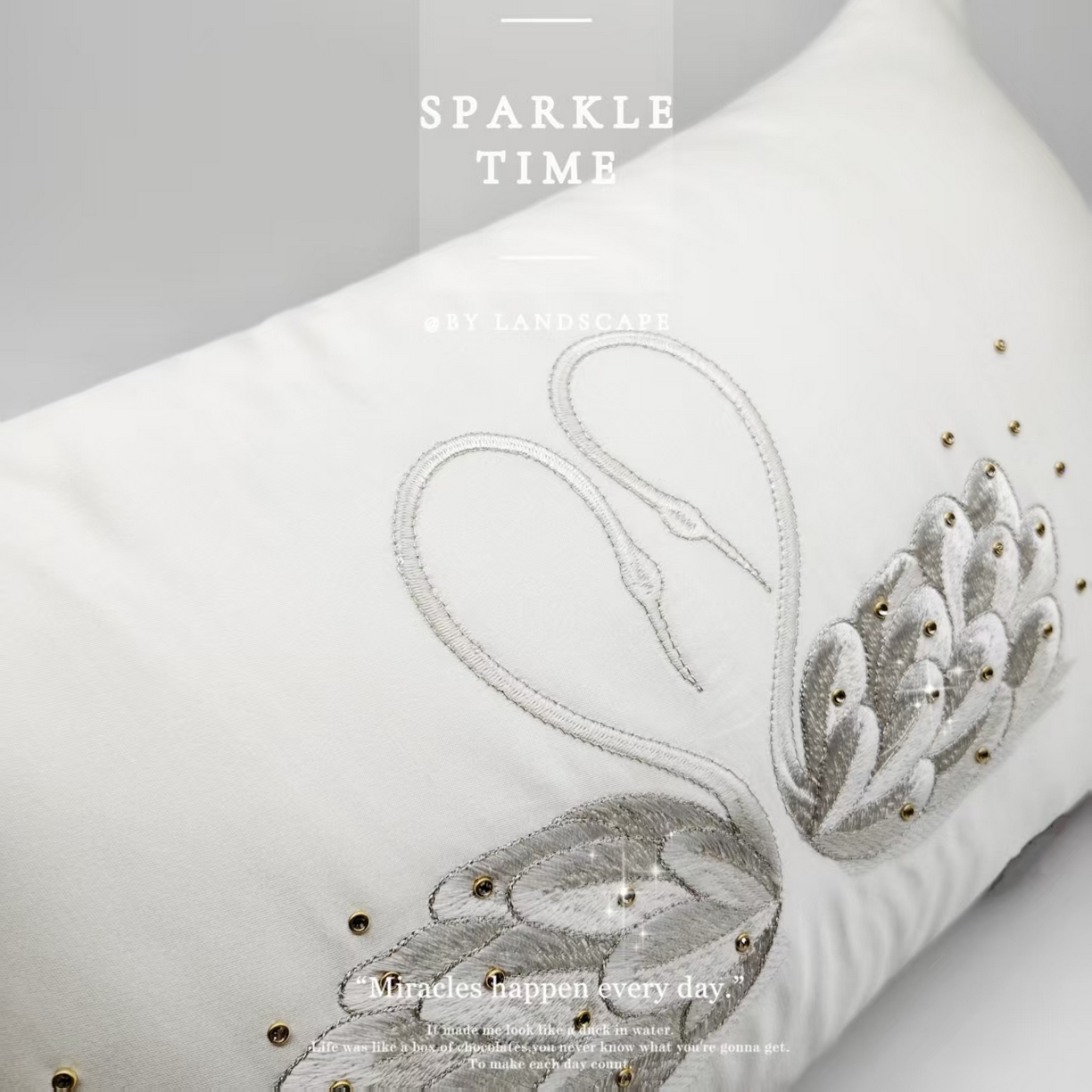 91家纺网 家纺一手货源 找家纺 澜屿 新款天鹅钻小抱枕装饰枕腰枕抱枕枕芯 天鹅钻白