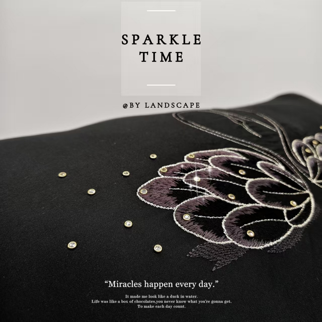 91家纺网 家纺一手货源 找家纺 澜屿 新款天鹅钻小抱枕装饰枕腰枕抱枕枕芯 天鹅钻黑