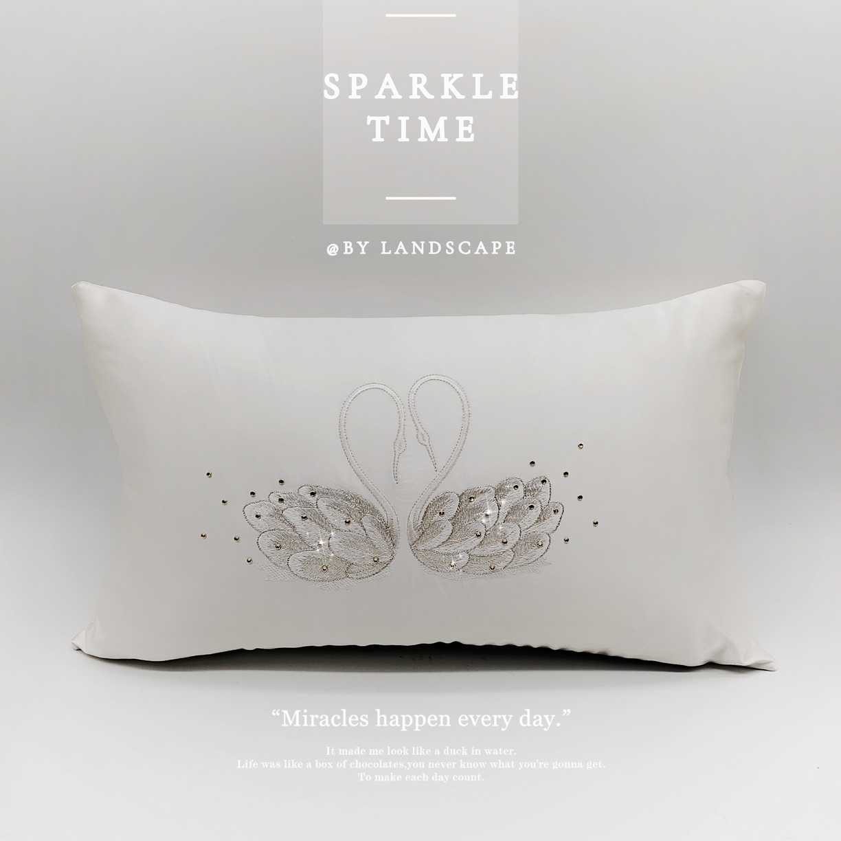 澜屿 新款天鹅钻小抱枕装饰枕腰枕抱枕枕芯 天鹅钻白