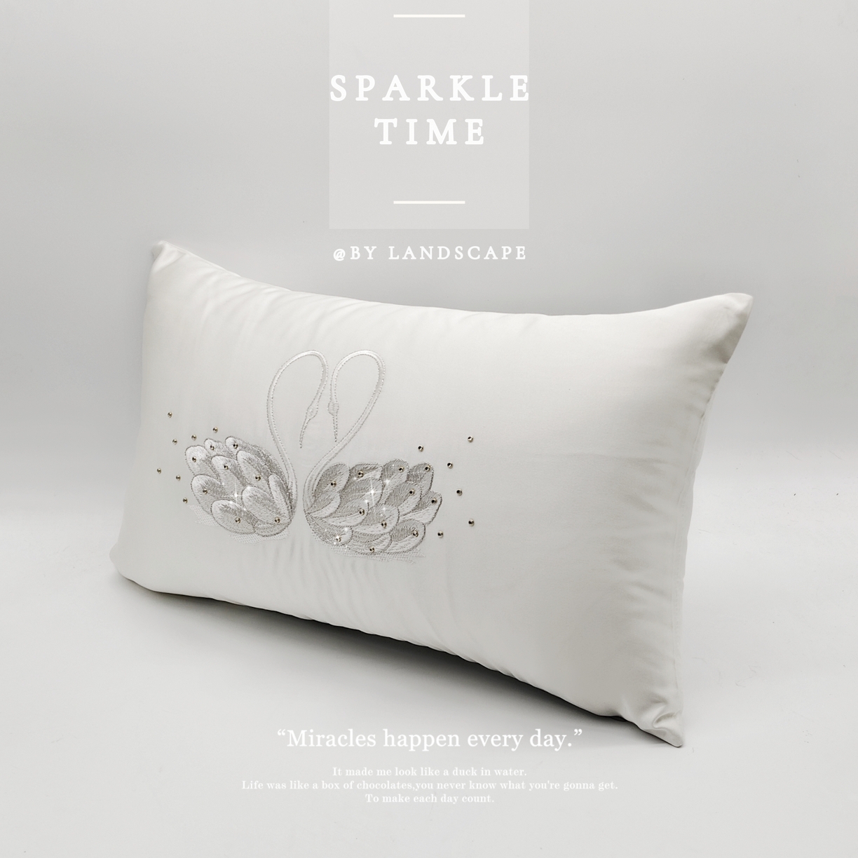 91家纺网 家纺一手货源 找家纺 澜屿 新款天鹅钻小抱枕装饰枕腰枕抱枕枕芯 天鹅钻白