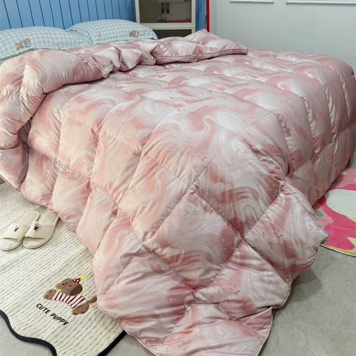 91家纺网 家纺一手货源 找家纺 （总）静若居 2025新款高端提花羽绒被鸭绒被贡缎提花单层羽绒被壳