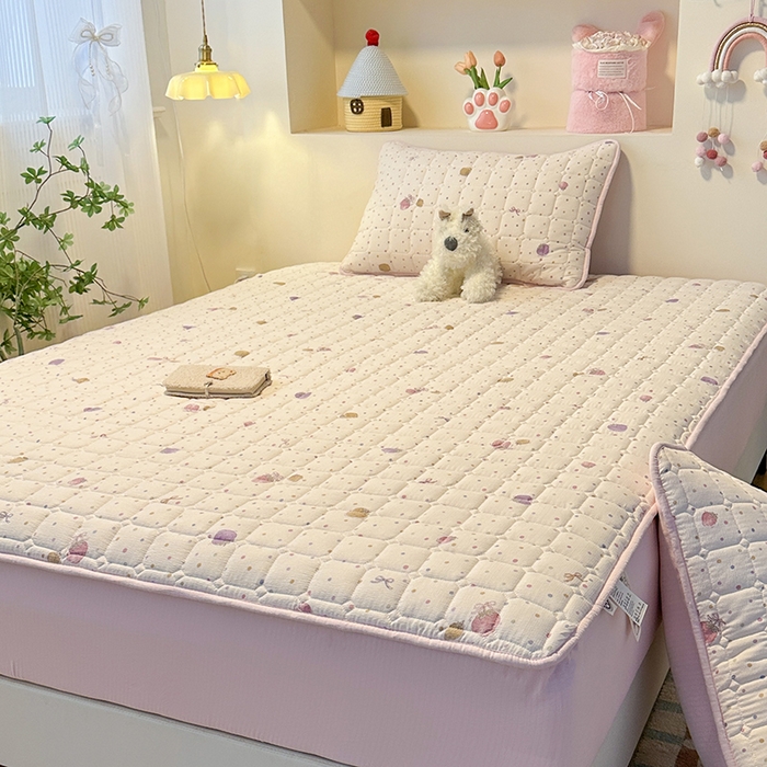 91家纺网 家纺一手货源 找家纺 丝芙妮家居（原乐视家纺） 2025新款A类亲肤云朵棉夹棉保暖床笠 草莓微甜