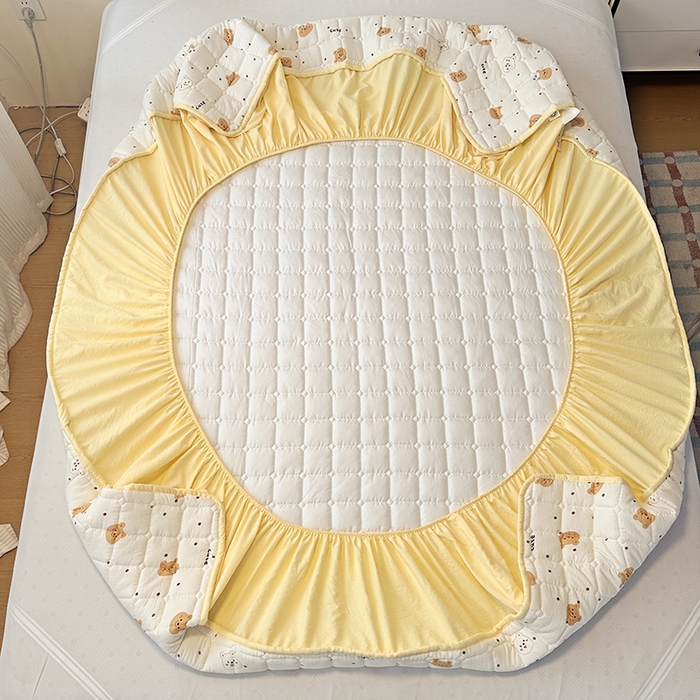 91家纺网 家纺一手货源 找家纺 丝芙妮家居（原乐视家纺） 2025新款A类亲肤云朵棉夹棉保暖床笠 布丁小熊