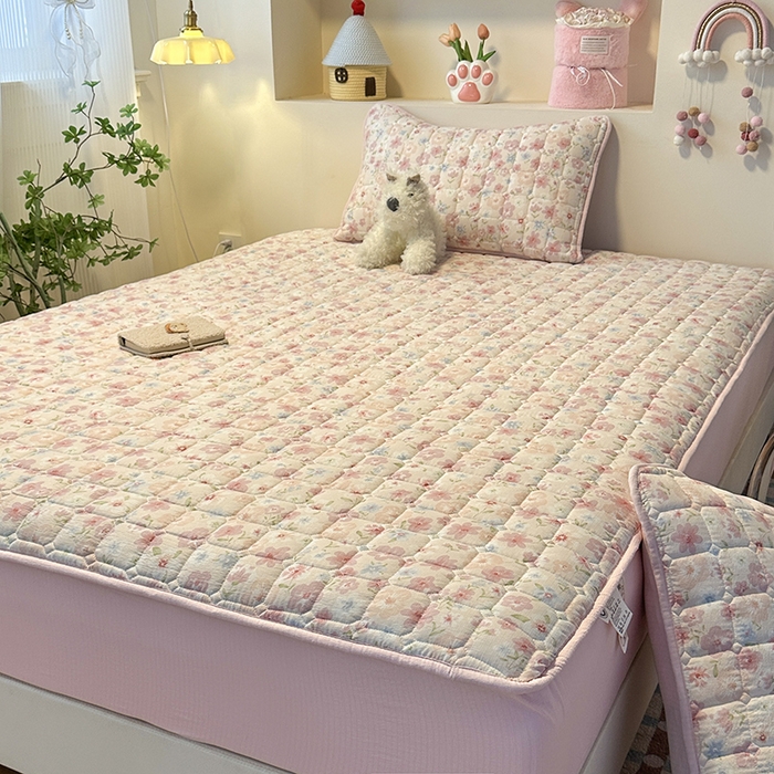 91家纺网 家纺一手货源 找家纺 丝芙妮家居（原乐视家纺） 2025新款A类亲肤云朵棉夹棉保暖床笠 海棠花眠