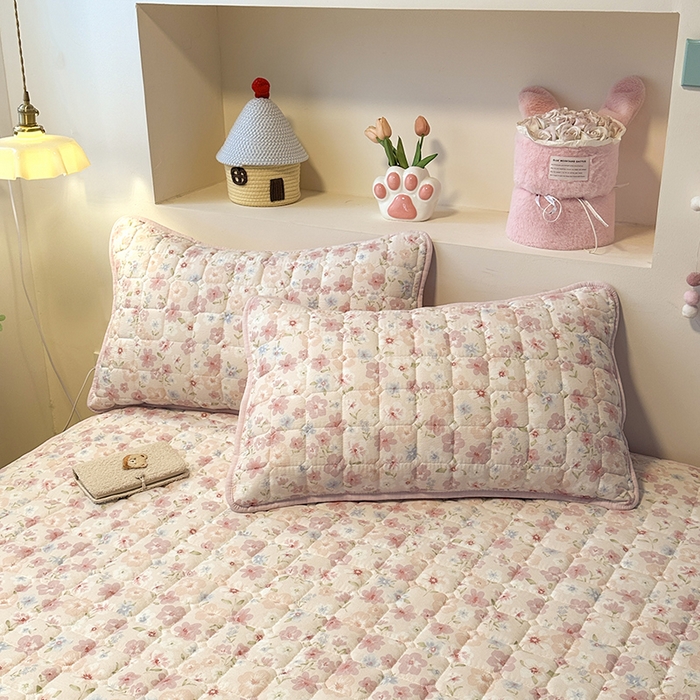 91家纺网 家纺一手货源 找家纺 丝芙妮家居（原乐视家纺） 2025新款A类亲肤云朵棉夹棉保暖床笠 海棠花眠