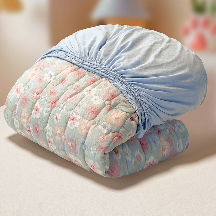 91家纺网 家纺一手货源 找家纺 丝芙妮家居（原乐视家纺） 2025新款A类亲肤云朵棉夹棉保暖床笠 蓝萱花町