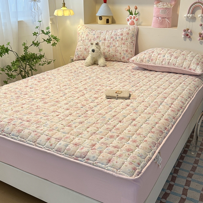 91家纺网 家纺一手货源 找家纺 丝芙妮家居（原乐视家纺） 2025新款A类亲肤云朵棉夹棉保暖床笠 海棠花眠