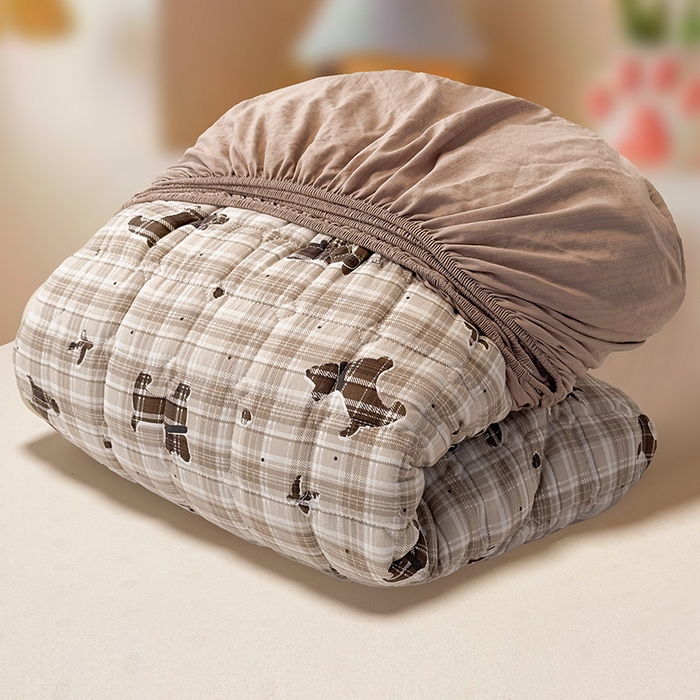 91家纺网 家纺一手货源 找家纺 丝芙妮家居（原乐视家纺） 2025新款A类亲肤云朵棉夹棉保暖床笠 晚安小狗