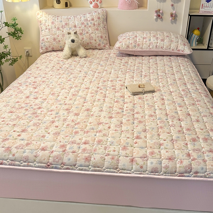 91家纺网 家纺一手货源 找家纺 丝芙妮家居（原乐视家纺） 2025新款A类亲肤云朵棉夹棉保暖床笠 海棠花眠