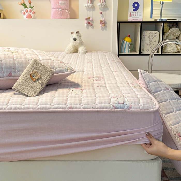 91家纺网 家纺一手货源 找家纺 丝芙妮家居（原乐视家纺） 2025新款A类亲肤云朵棉夹棉保暖床笠 甜心小兔