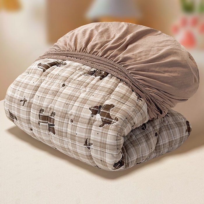 91家纺网 家纺一手货源 找家纺 丝芙妮家居（原乐视家纺） 2025新款A类亲肤云朵棉夹棉保暖床笠 晚安小狗