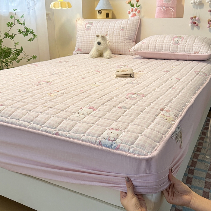 91家纺网 家纺一手货源 找家纺 丝芙妮家居（原乐视家纺） 2025新款A类亲肤云朵棉夹棉保暖床笠 甜心小兔