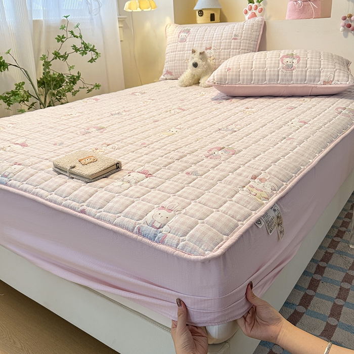 91家纺网 家纺一手货源 找家纺 丝芙妮家居（原乐视家纺） 2025新款A类亲肤云朵棉夹棉保暖床笠 甜心小兔