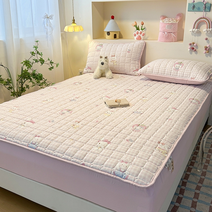 91家纺网 家纺一手货源 找家纺 丝芙妮家居（原乐视家纺） 2025新款A类亲肤云朵棉夹棉保暖床笠 甜心小兔