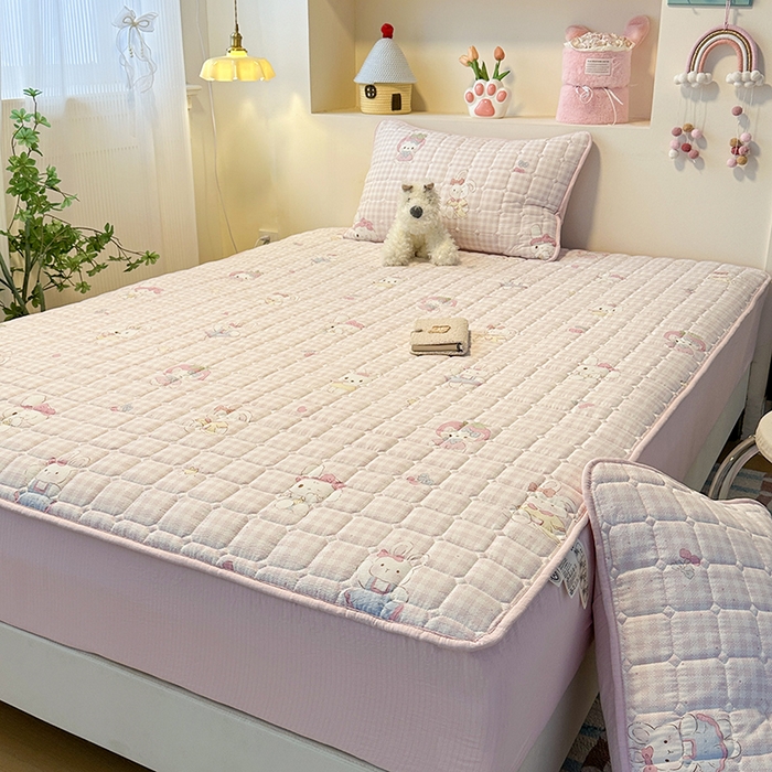 91家纺网 家纺一手货源 找家纺 丝芙妮家居（原乐视家纺） 2025新款A类亲肤云朵棉夹棉保暖床笠 甜心小兔