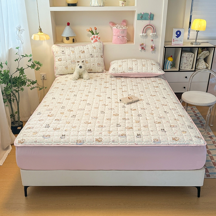 91家纺网 家纺一手货源 找家纺 丝芙妮家居（原乐视家纺） 2025新款A类亲肤云朵棉夹棉保暖床笠 可爱萌宠