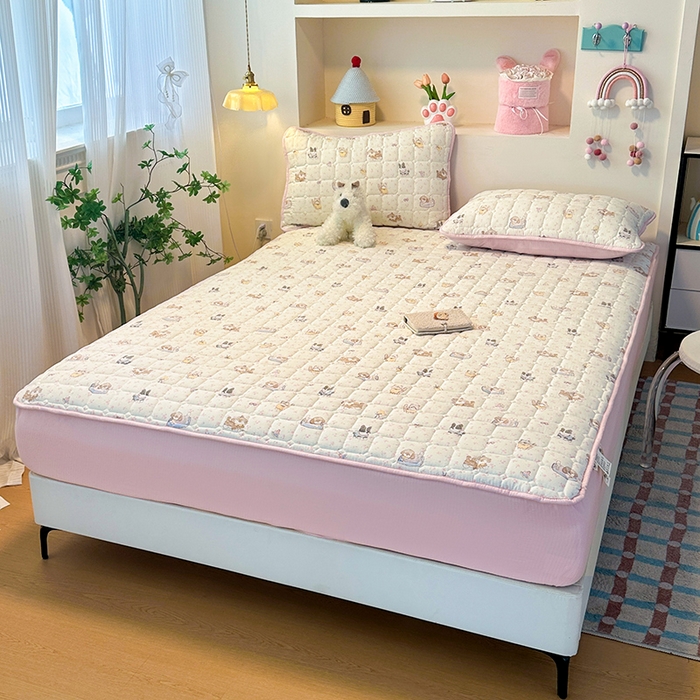 91家纺网 家纺一手货源 找家纺 丝芙妮家居（原乐视家纺） 2025新款A类亲肤云朵棉夹棉保暖床笠 可爱萌宠