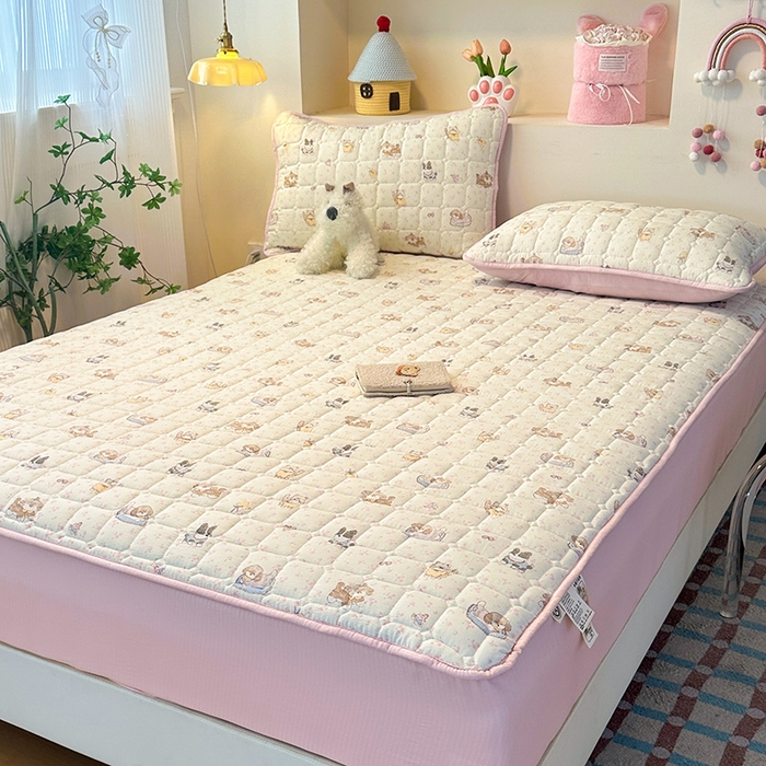 91家纺网 家纺一手货源 找家纺 丝芙妮家居（原乐视家纺） 2025新款A类亲肤云朵棉夹棉保暖床笠 可爱萌宠